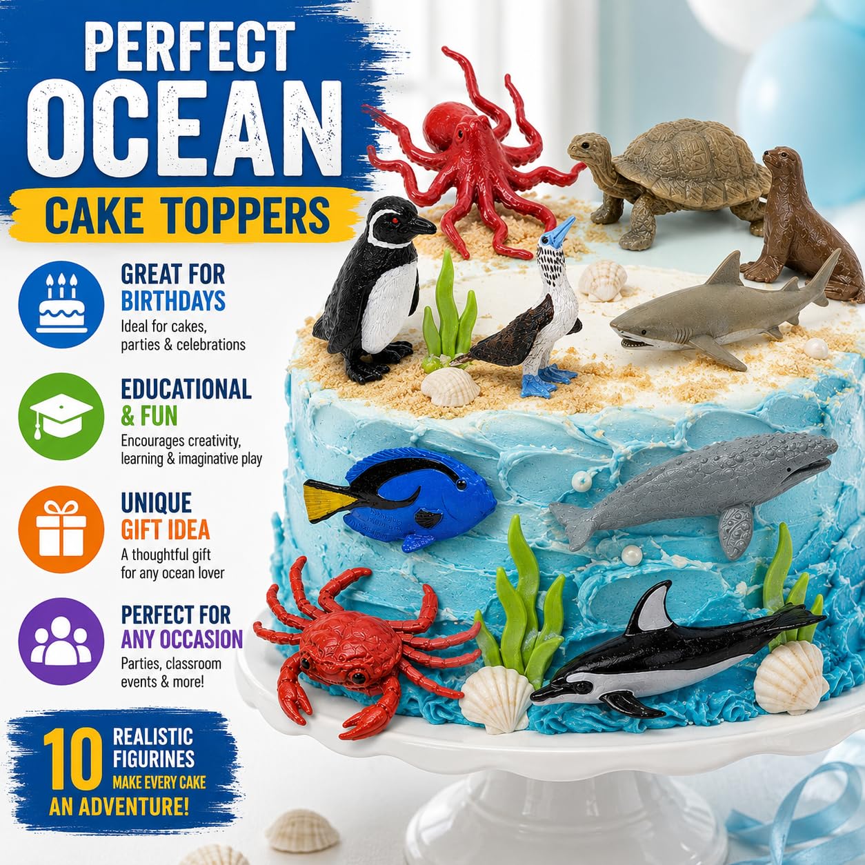 Safari Ltd. Pacific TOOB - 10 Miniature Marine Animal Figures - Educational Toy Set for Boys, Girls, and Kids Ages 3+