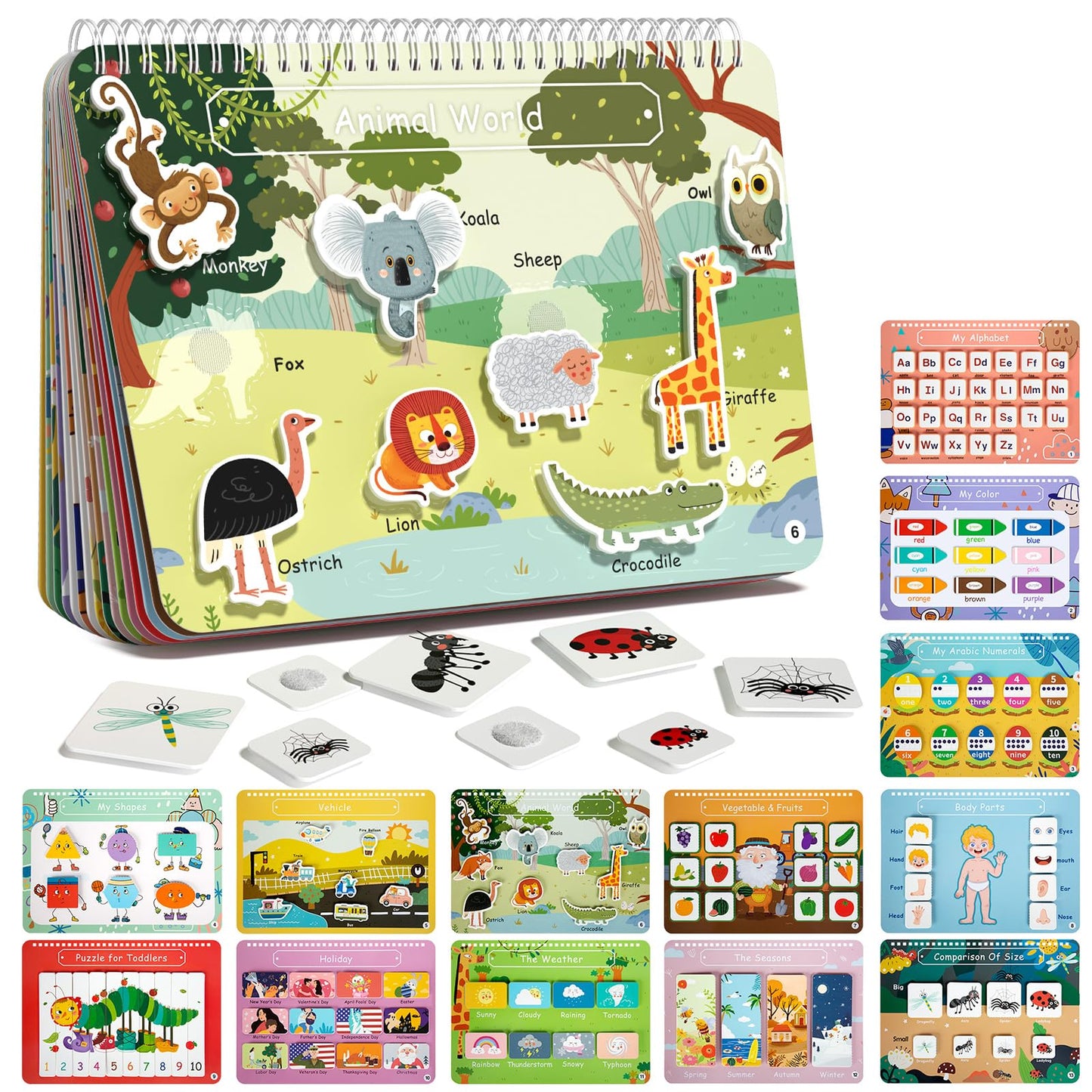 Freebear Busy Book for Toddlers Preschool Learning Activities Resources Autism Sensory Montessori Toys for 2-3 Year Old,Travel Toys, Gifts for Girls