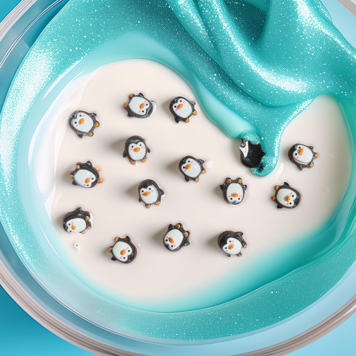 100PCS Miniature Penguin Resin Cabochons, Cute Flatback Embellishments for DIY Crafts, Phone Case Decoden, Slime & Dollhouse Winter Scenes
