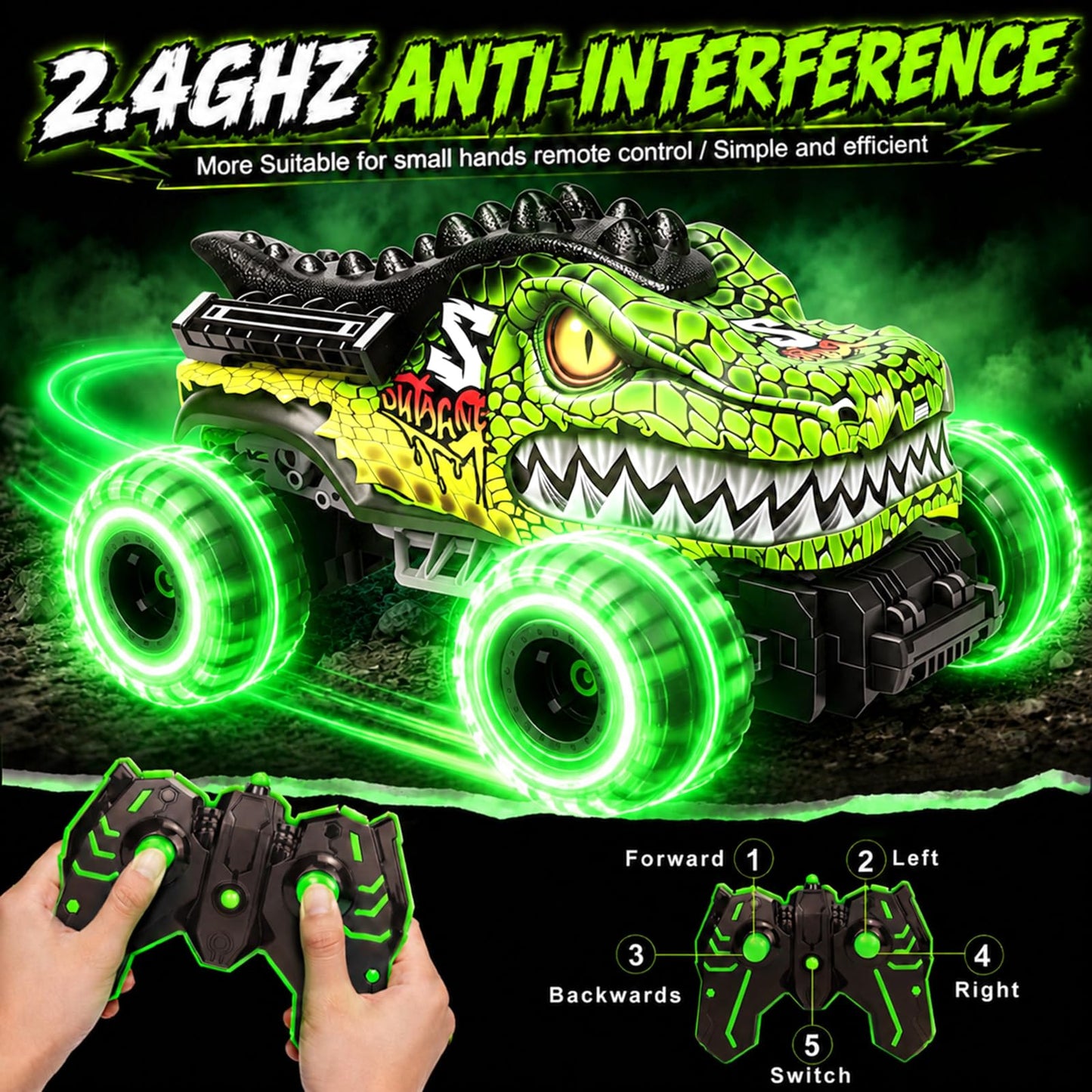 Remote Control Monster Truck Toys for Kids 6-12, Dino RC Car Monster Trucks