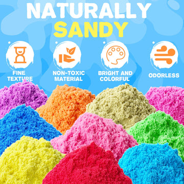 Guuozzli Play Sand for Kids,6.6lbs of 10 Colored Magic Sands,Sensory Toy Sand Art Kits for Boy Girl Kids