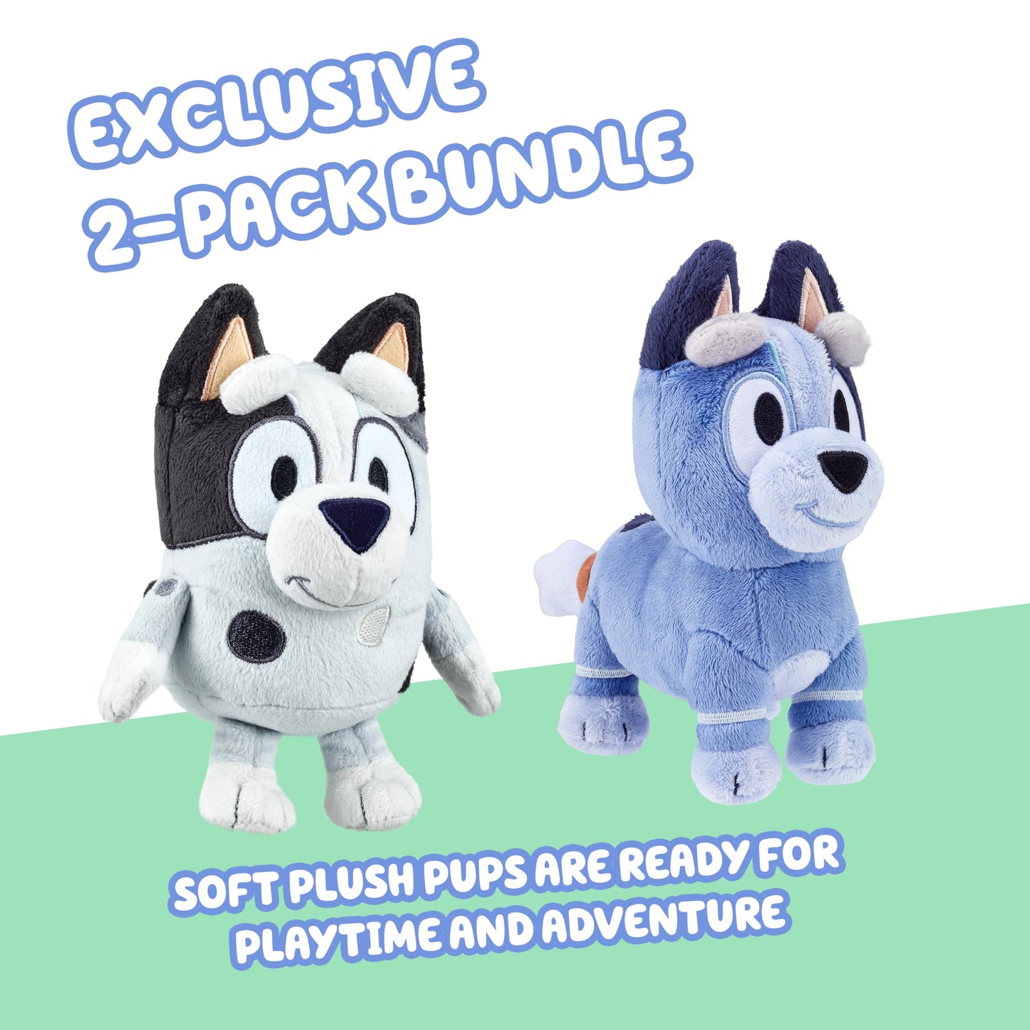 Bluey Muffin & Socks Matching Stuffed Animals Plush Set - 7" & 7.5" Soft Cuddly Plush Doll with Deluxe Fabrics, Perfect for Playtime, Storytime