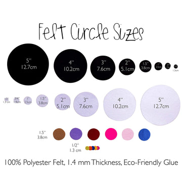 This Season's Colors White Adhesive Felt Circles: Variety of Sizes: 2”, 3”, 4” or 5" Wide; Die Cut Felt Stickers for DIY Projects & Professional Craft