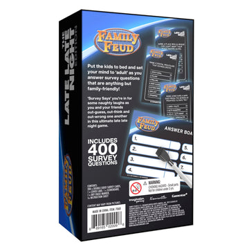 Family FEUD Late Late Night Edition Card Game, Anything but Family-Friendly, 400 Naughty Survey Questions, Complementary App with Sound Effects from