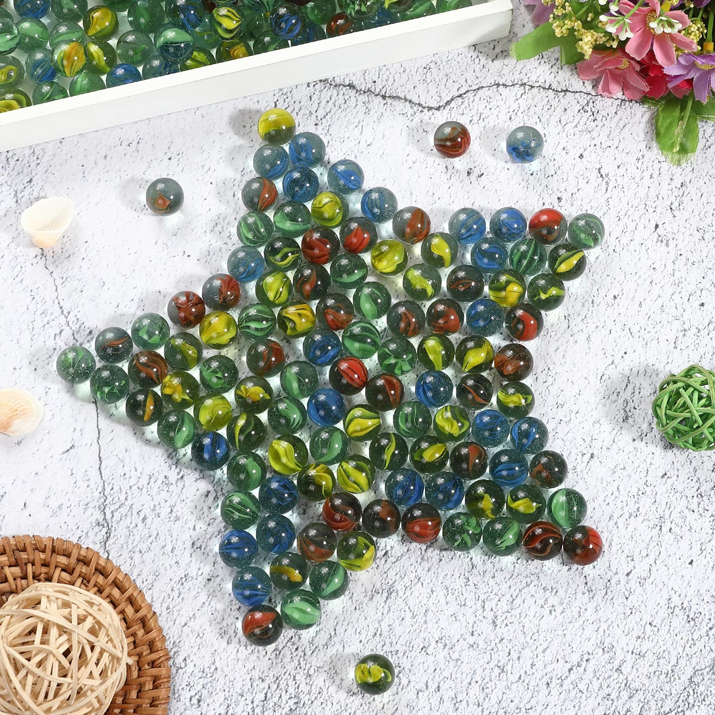 CHUKEMAOYI 400 pcs Color Mixing Glass Marbles