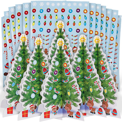 Fun Express 3D Christmas Tree and Stickers Kit - Set of 12 - Holiday Activities and Decor for Kids