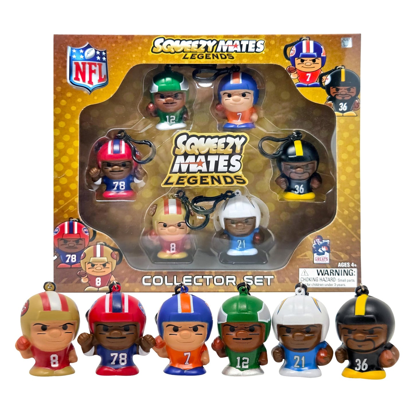 Party Animal SqueezyMates NFL Football Gift Set, 6 Slow Rise Squishy Toys