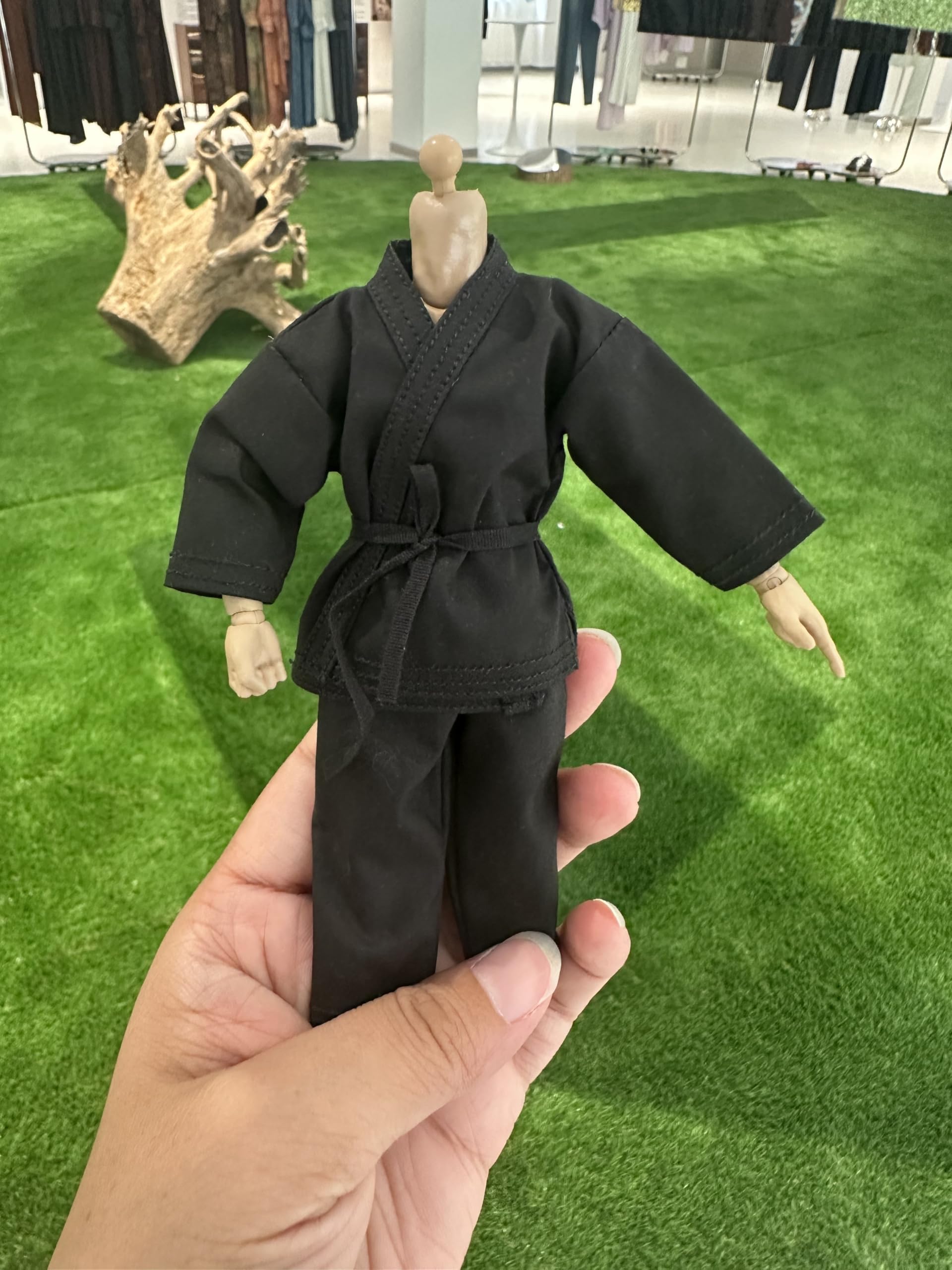 1/12 Action Figure Clothes,Taekwondo Uniform Outfits for 6 inch Male Action Figures,6 inch Miniature Karate Suit (Black)