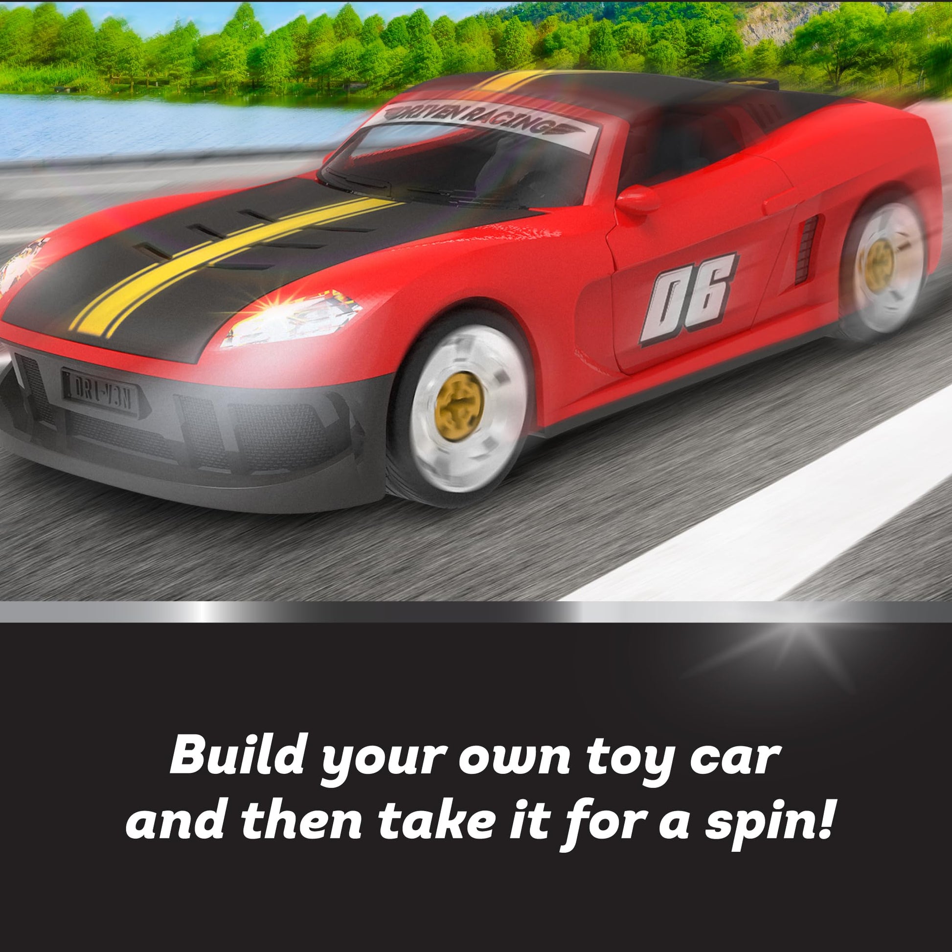 Driven by Battat Take-Apart Sports Car, 35-Piece Red Toy Car, Vehicles