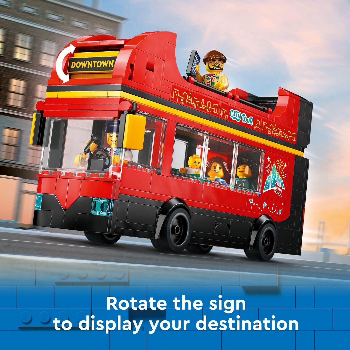 LEGO City Red Double-Decker Sightseeing Bus Toy Vehicle Set, Birthday Gift for 7 Year Olds, for Kids, Double-Decker London Bus Toy, 5 Characters