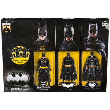 DC Comics, Batman 85th Special Edition Batman Action Figures 3-Pack, 4-inch, 85th Anniversary Collectible Kids Toys for Boys and Girls Ages 3 and Up
