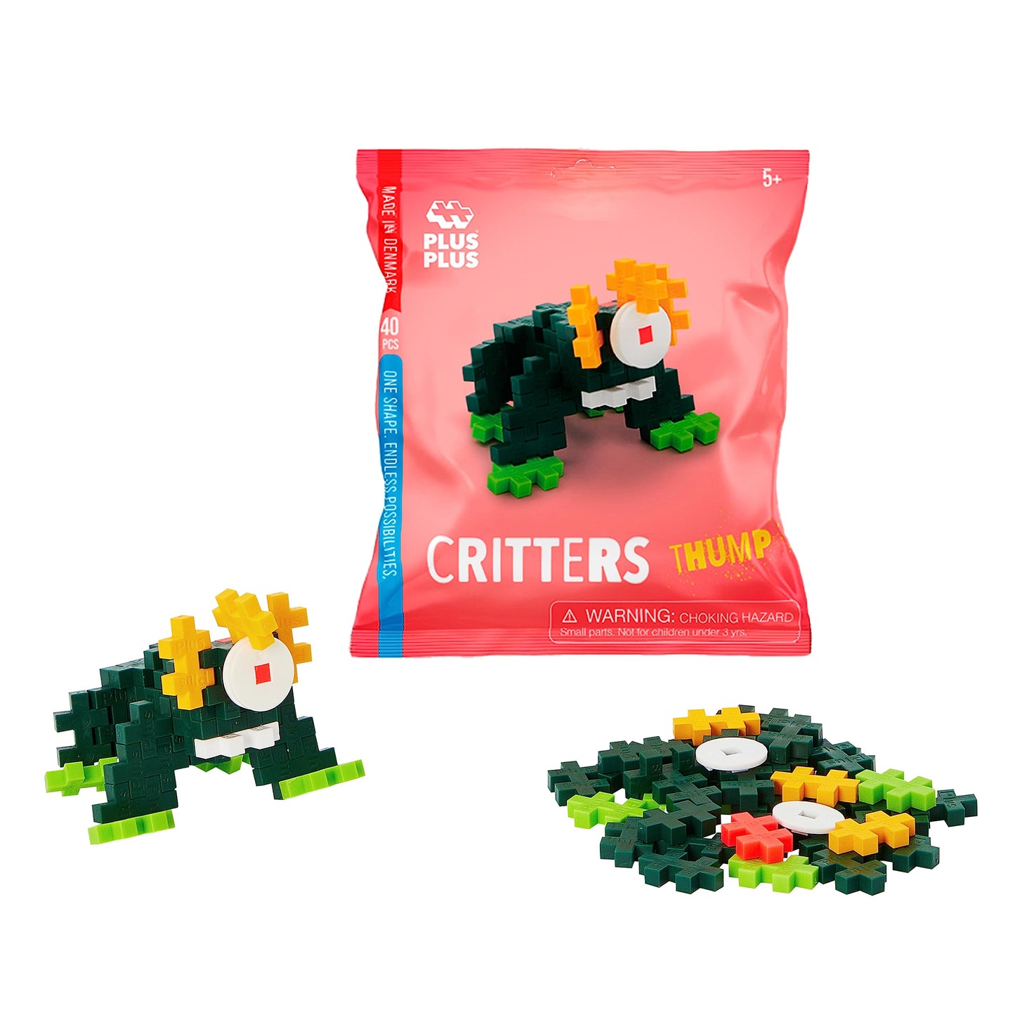 PLUS PLUS Critter Fun Pack, Original - 3D Puzzle Building Block Set, 160 Mini Interlocking Pieces, Fun Activities for Kids