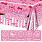 UKKJOM 3 Pack Pink Mouse Birthday Decorations, Pink Mouse Party Decorations Tablecloth for Kid,Boys and Girls Happy Birthday Decor Table Cover