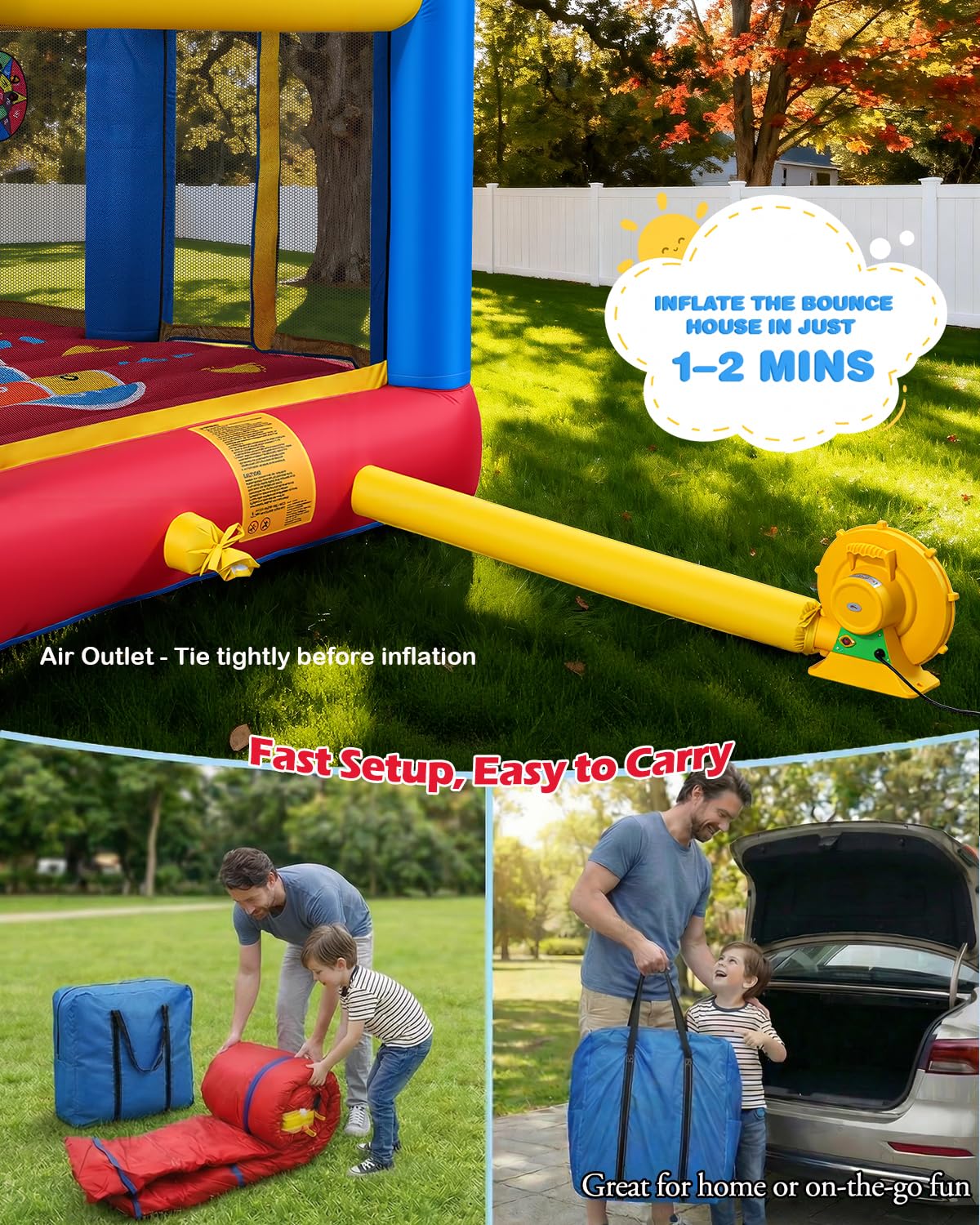 Big Bounce House for Kids 3-12, 7-in-1 Multi-Sport Inflatables Bouncy House w/Blower, Big Slide & Large Trampoline, Kids Bouncy House for Boys