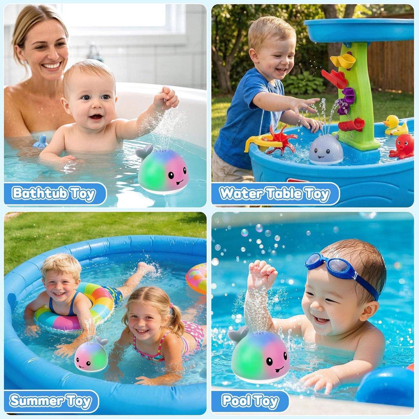 Gigilli Baby Bath Toys, Light up Bath Toys for Kids Ages 1-3, Pool Water Toys 1 Year Old Boys Girls Gifts, 6-12-18 Months Baby Whale Bath Toy