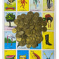 Loteria Mexicana Tradicional Jumbo Don Clemente para 10 Jugadores con 100 Monedas - Jumbo Size Mexican Bingo Set with 100 Counting Chips Plastic Coins