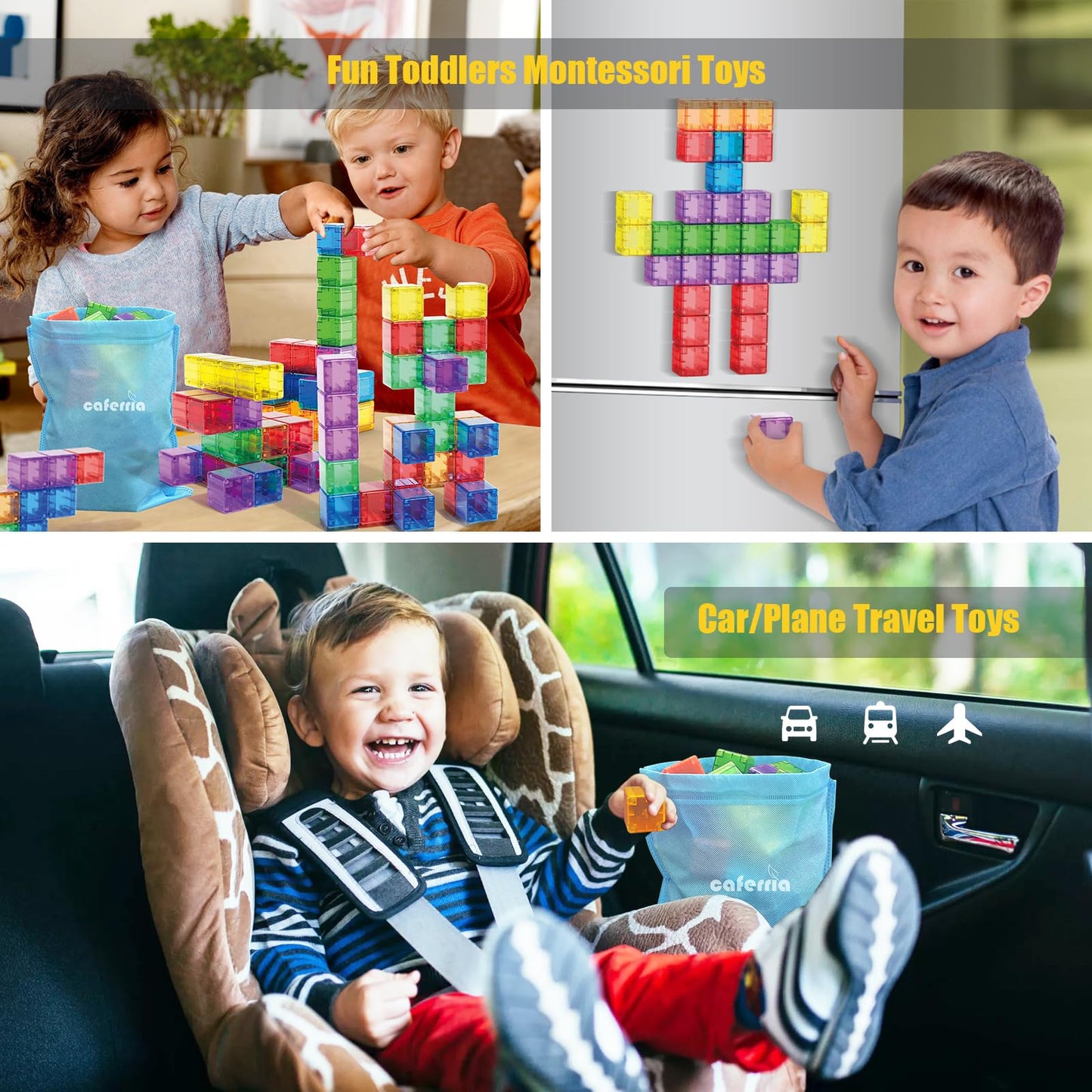 48PCS Magnetic Blocks - 1.38 inch Building Blocks for Toddlers, STEM Building Toy for Kids, Montessori Toys for 3 4 5 6+ Year Old, Magnet Sensory