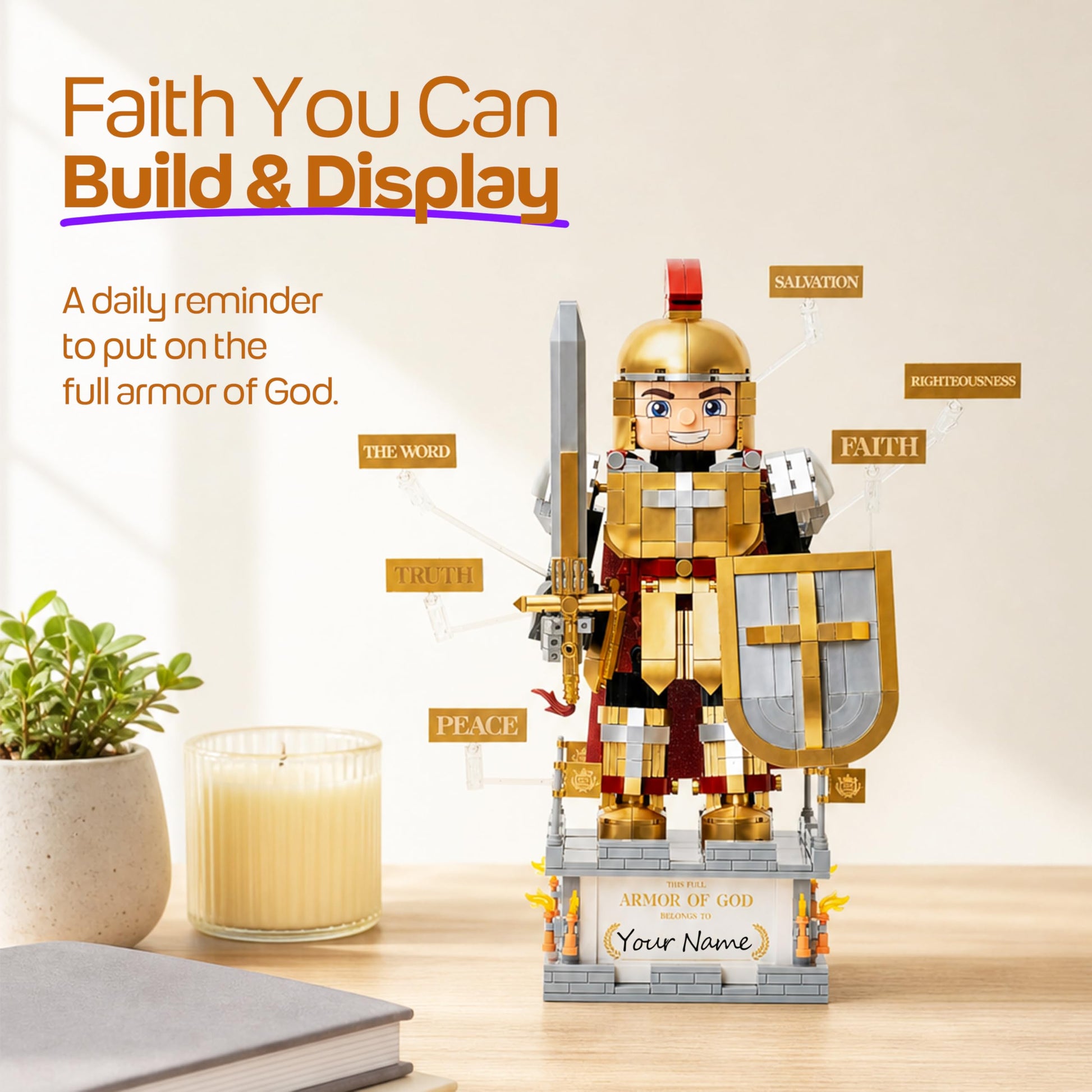 Little Nehemiah Armor of God Christian Building Blocks 1080pcs Bible Building Set for Kids 8+ Bible Story and Bricks Educational Religious Toy