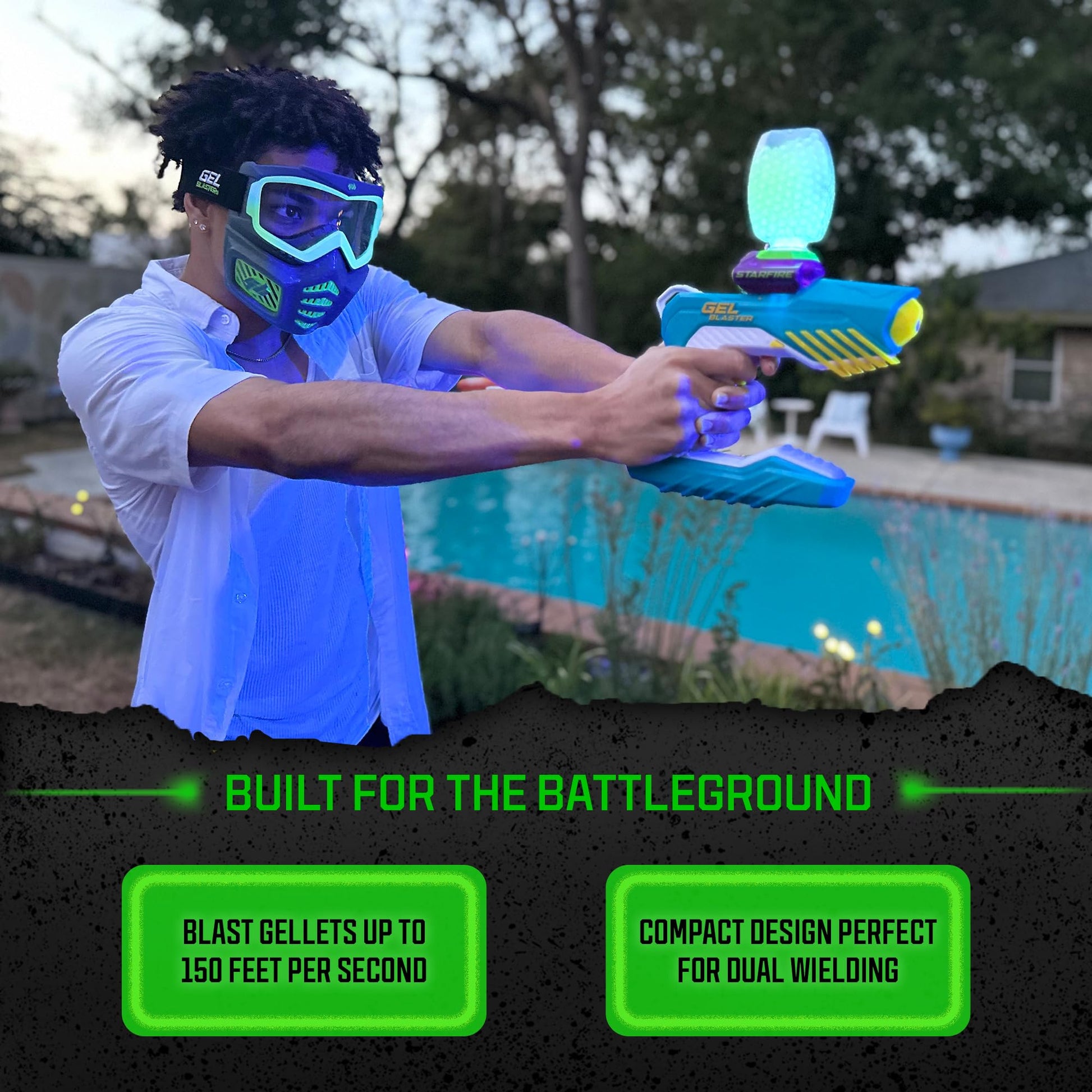 The Original Gel Blaster Piranha - Waterproof Gel Blaster - Extended 100+ Foot Range - Automatic Blaster for Outdoor Games & Pool Toys - Ages 14+