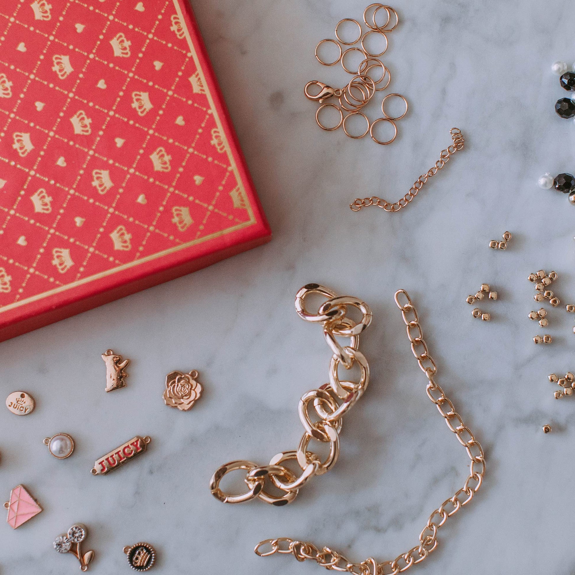 Make It Real: Juicy Coture Chains & Charms, DIY Bracelet Kit, Includes 12 Juicy Coture Charms, Makes Up to 5 Bracelets, Helps Young Girls Develop Fine