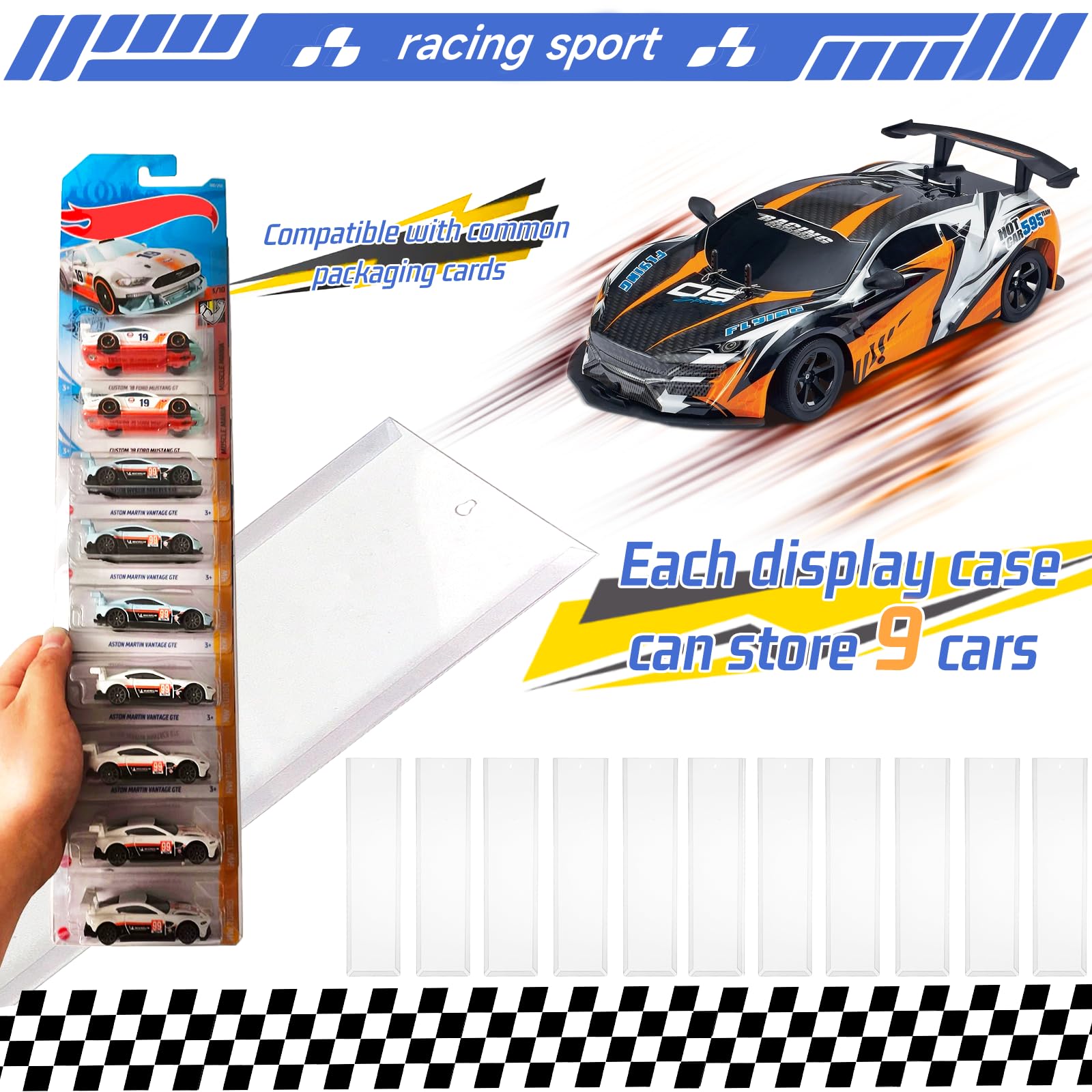 12 Pack Model Car Wall Display Case for 1:64 Packaged Die-Cast Cars