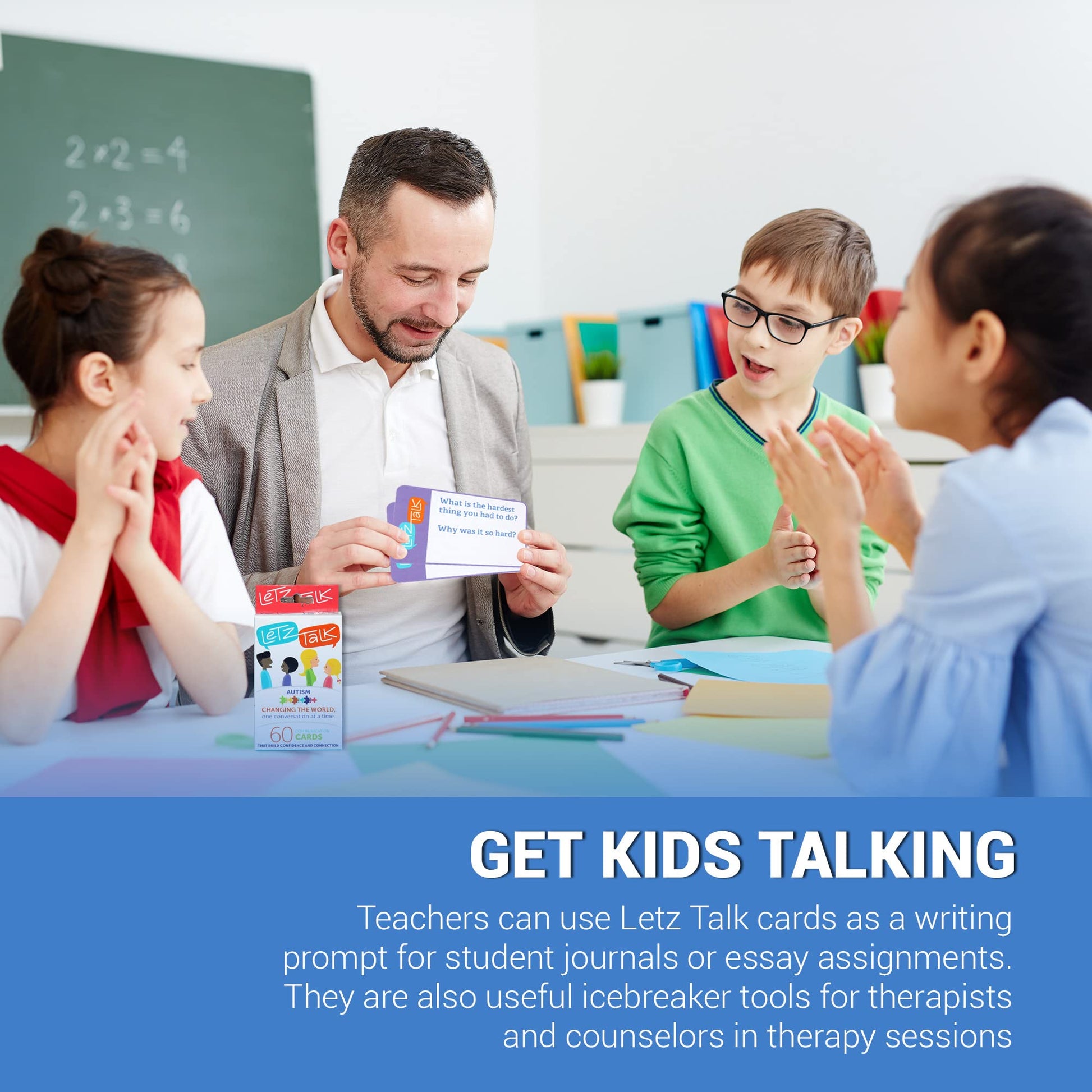 Letz Talk Conversation Cards for Kids with Autism or Aspergers - Learning & Education Toys, Conversation Starters, Autism Communication Cards for Kids