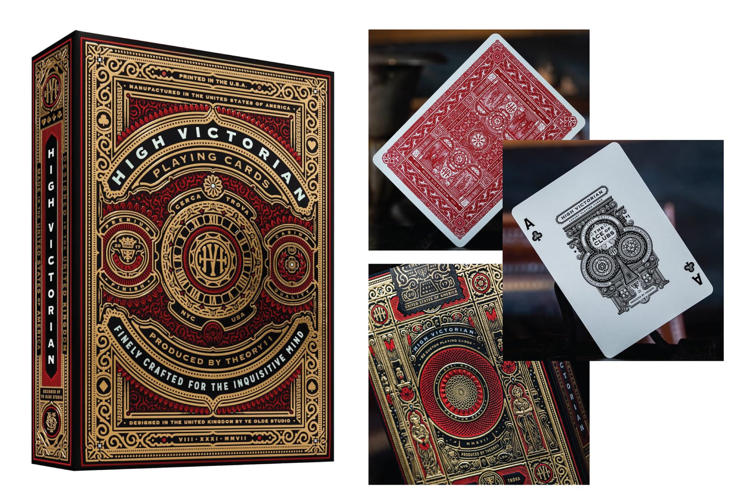 Straight Poker Supplies Ultimate Theory11 Playing Card Bundle | 6 Deck Collector's Assortment. High Victorian Red | High Victorian Green | Monarchs