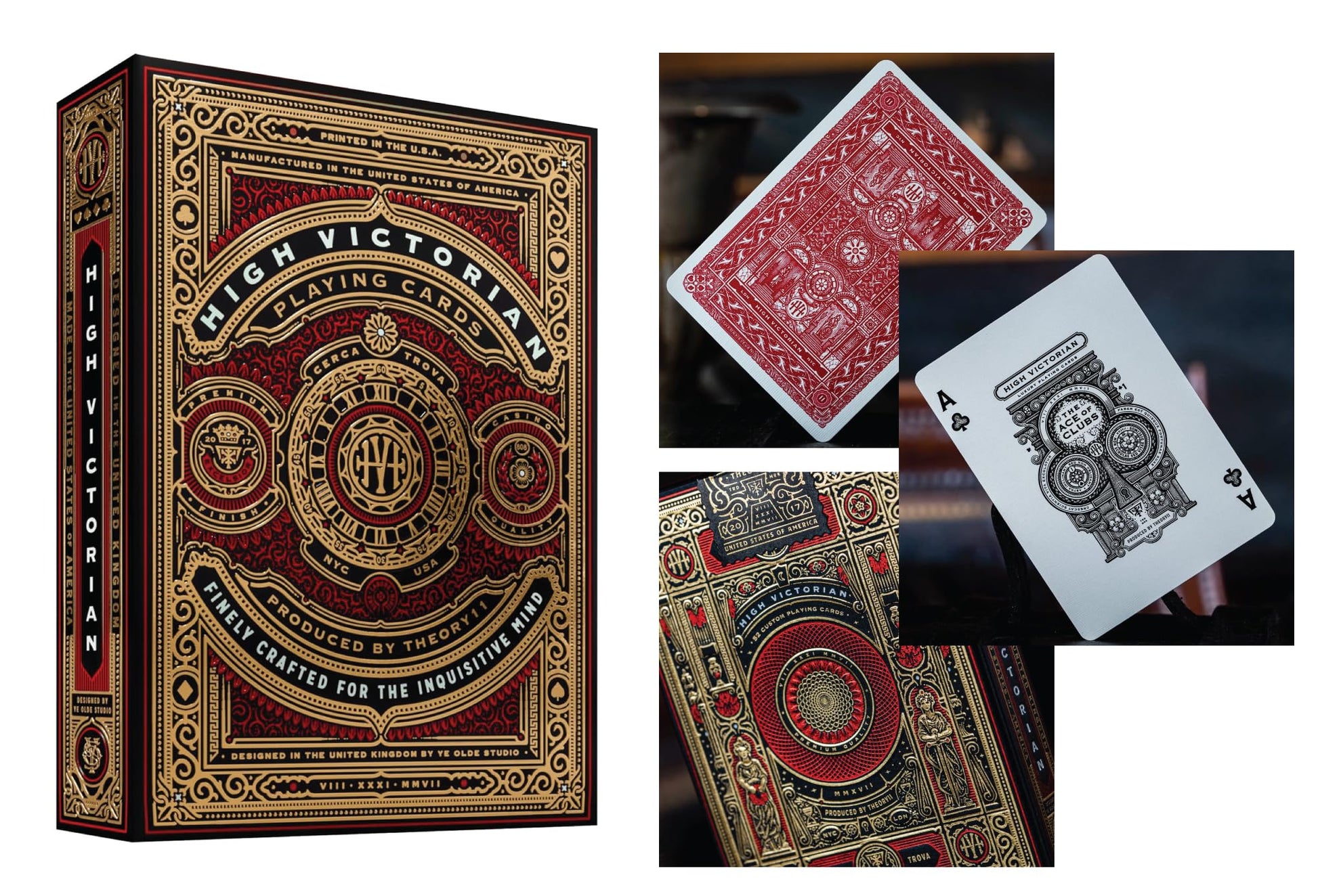 Straight Poker Supplies Ultimate Theory11 Playing Card Bundle | 6 Deck Collector's Assortment. High Victorian Red | High Victorian Green | Monarchs