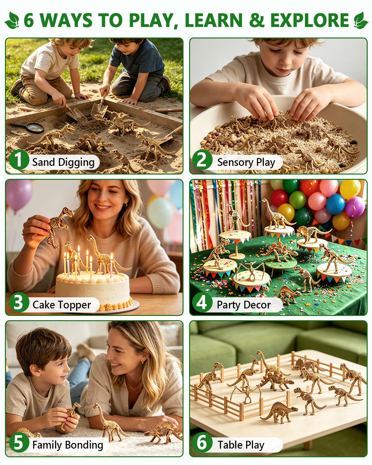 ZHFCGO 6 Inch Dinosaur Fossil Skeleton for 3 4 5 6 7 8 9 10+ Year Old, Dino Bones for Science Play Rewards, Dino Sand Dig Toys, Educational Gift
