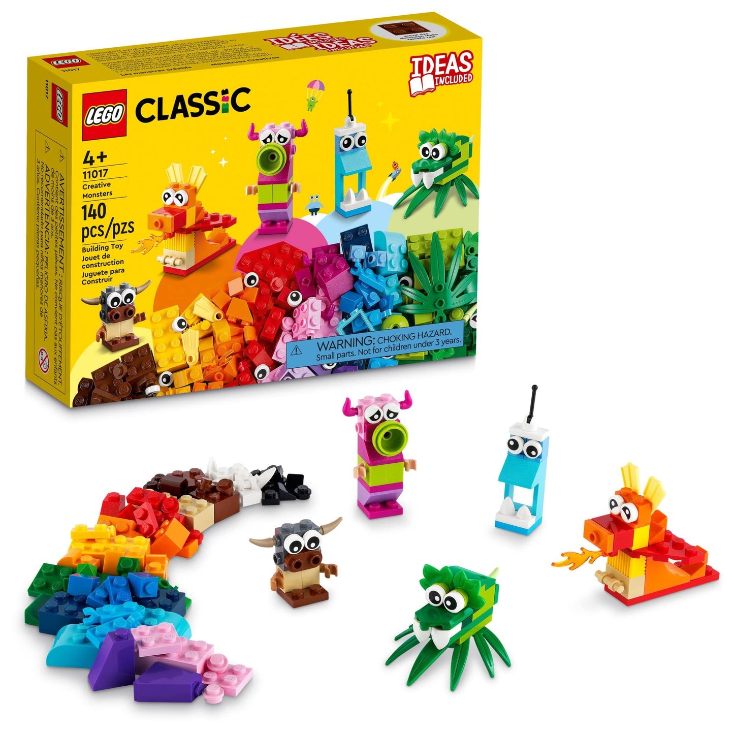 LEGO Classic Creative Monsters 11017 Building Toy Set, Includes 5 Monster Toy Mini Build Ideas to Inspire Creative Play for Kids Ages 4 and Up, Fun