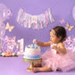 Pink & Purple Butterfly 1st Highchair Banner for Girls - Spring Butterfly One Party Decor & Cake Smash Photo Prop