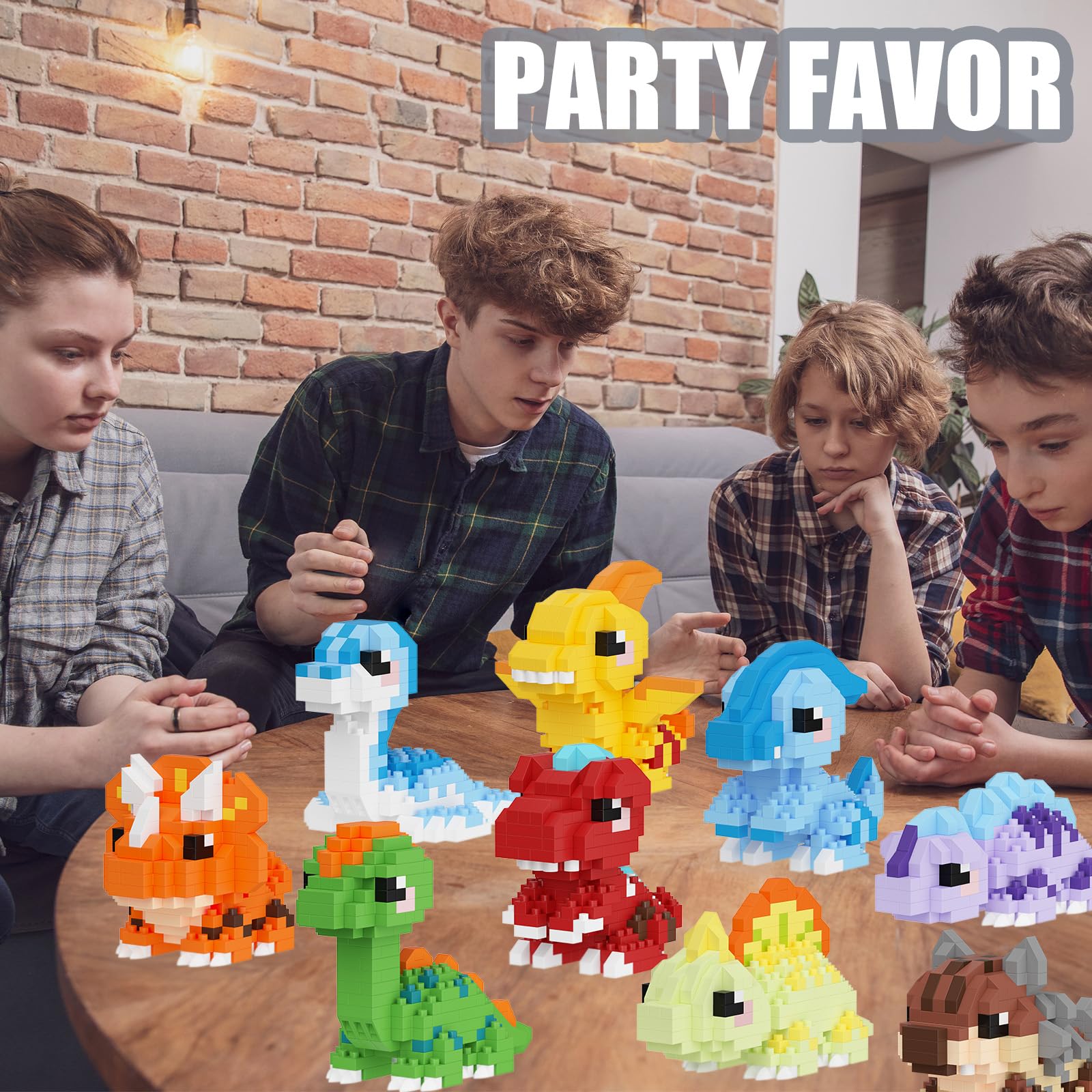 TENYEAH 9 Packs Mini Building Set Dinosaur Toys for Adult, Cut Dionsaur Building Blocks Party Favors Toys, Assemble Game Home Decor Creative Birthday