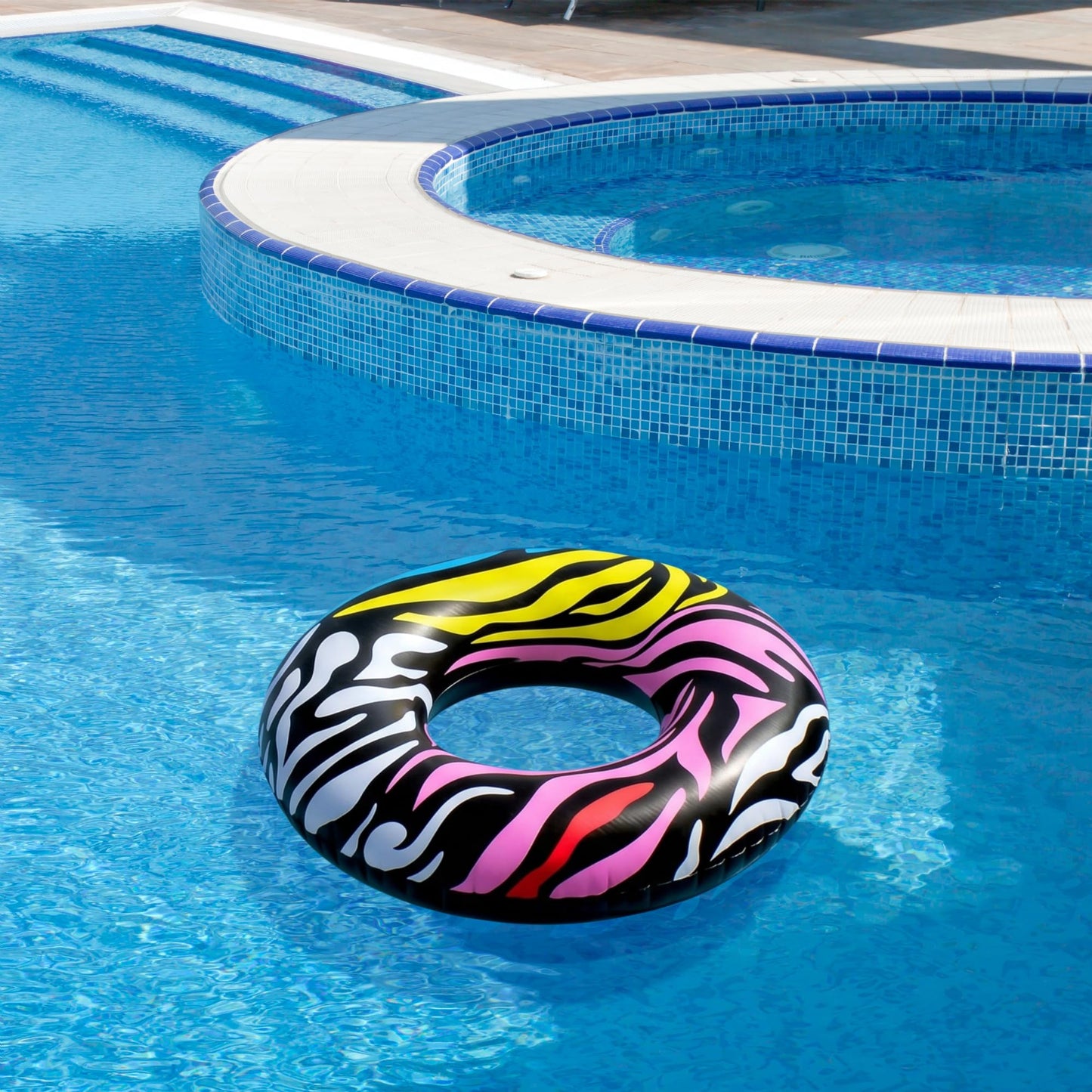 39" Multi-Color Zebra Stripes Inflatable Inner Tube Ring Float