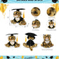 DolliBu Squat Leopard Graduation Plush Toy - Soft Leopard Plush Graduation Stuffed Animal Dress Up with Gown & Cap with Tassel Outfit - Gift