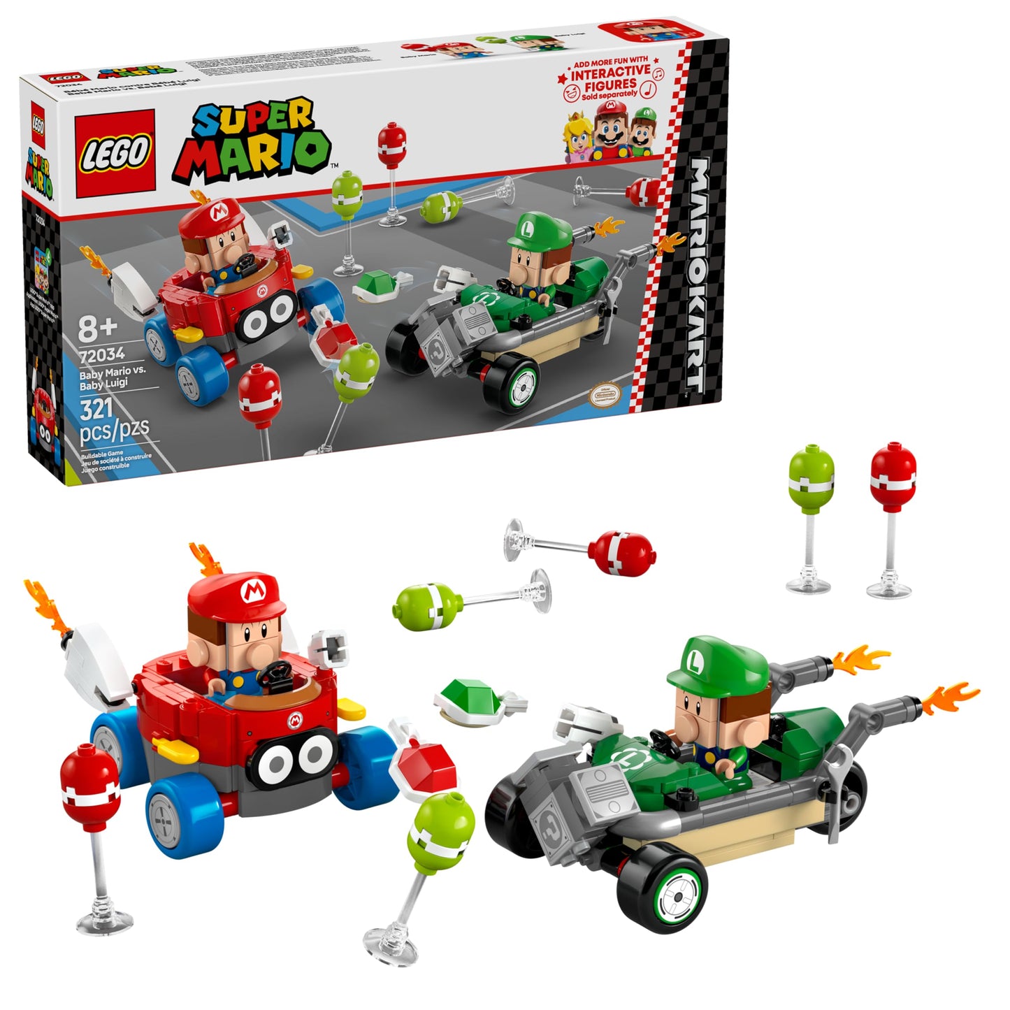 LEGO Super Mario: Mario Kart Baby Mario vs. Baby Luigi - Collectible Toy Building Set for Kids, Boys and Girls, Ages 8+ - Nintendo Toy for Fans - Gift