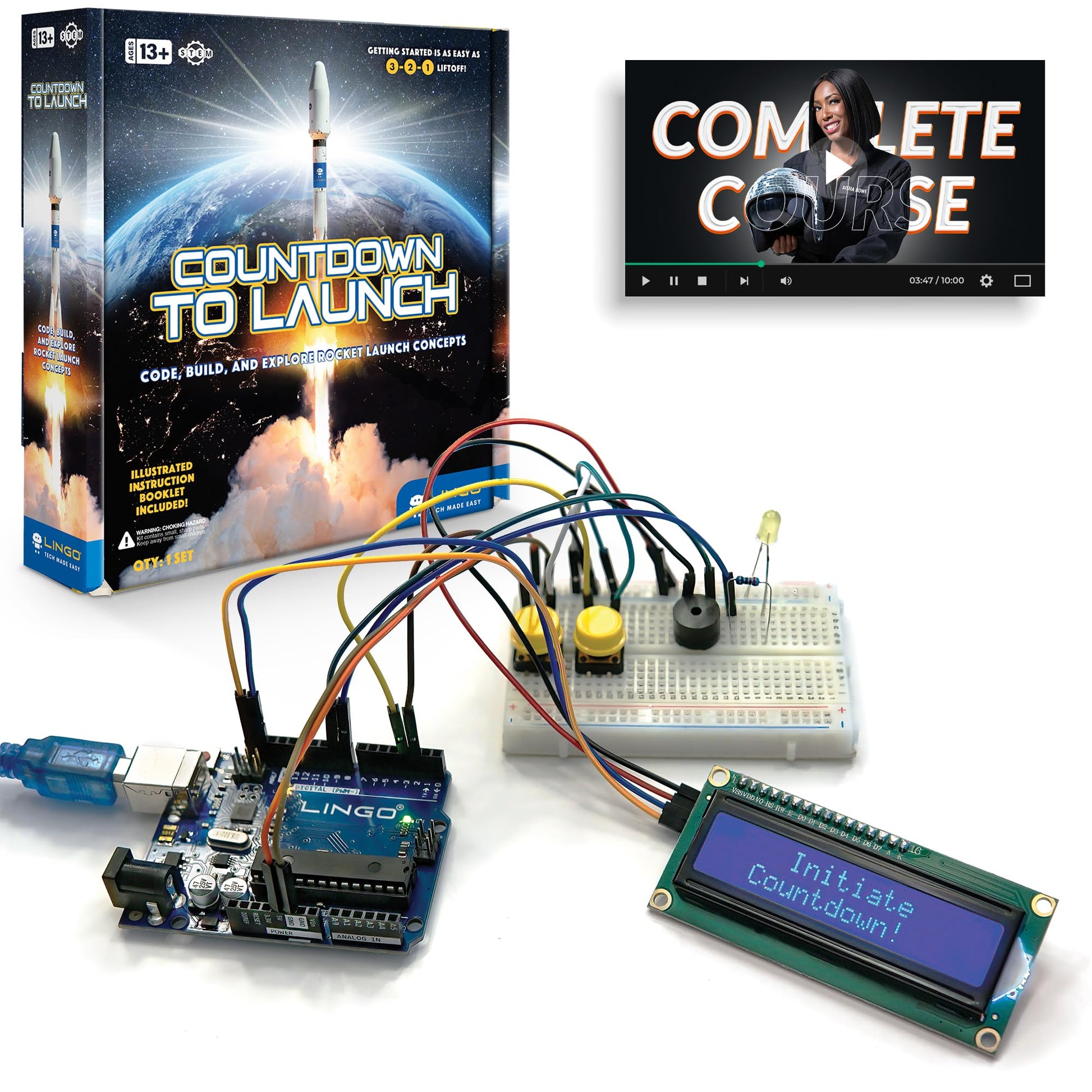 LINGO Countdown to Launch STEM Coding Kit - Build, Code & Explore Rocket Launch Concepts - Science Kits for Ages 13+ Years for Birthdays & Holidays