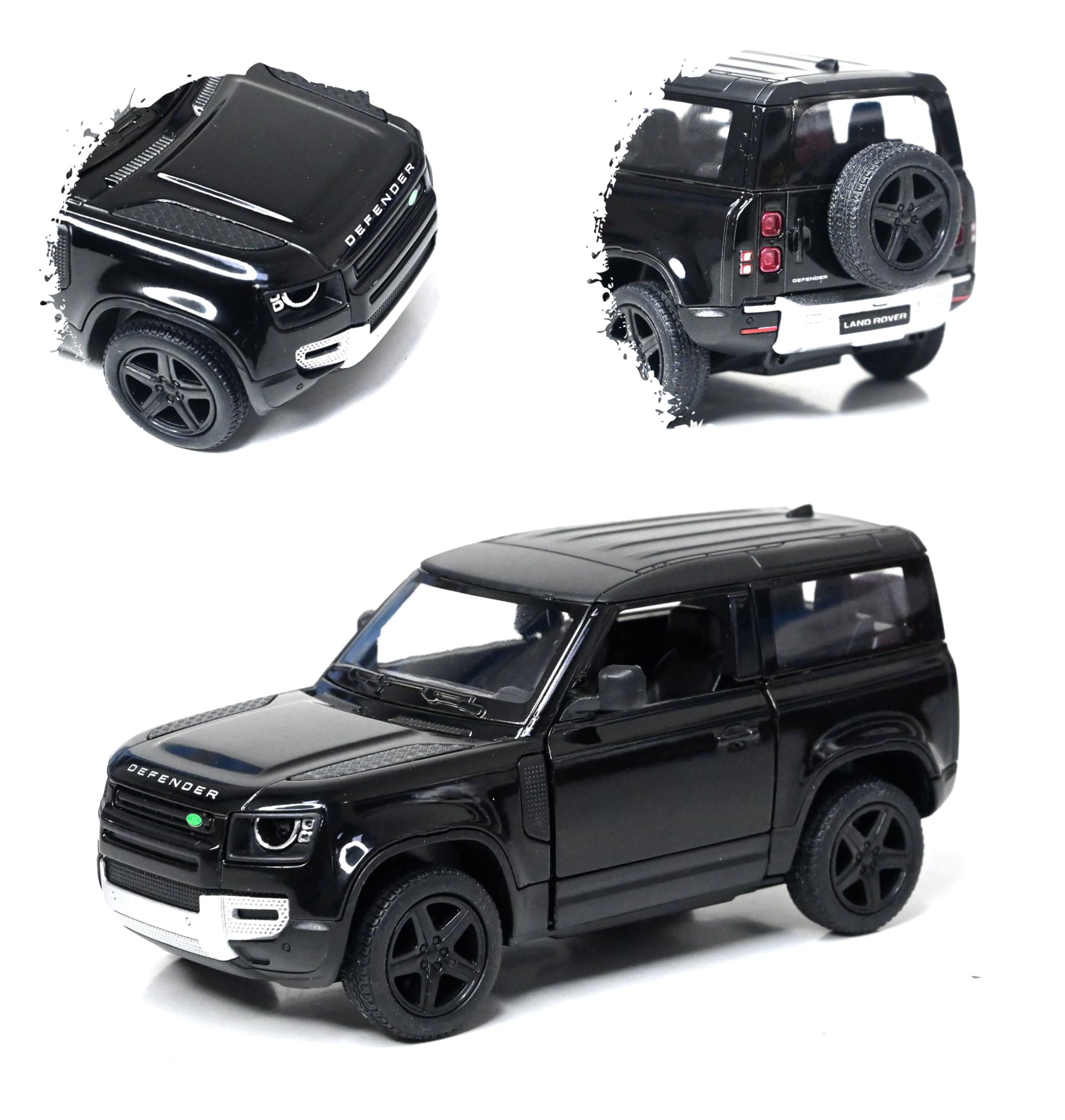 KiNSMART - Land Rover Defender 90 1:36 Scale 5" Die Cast Metal Model Toy SUV (Jet Black)