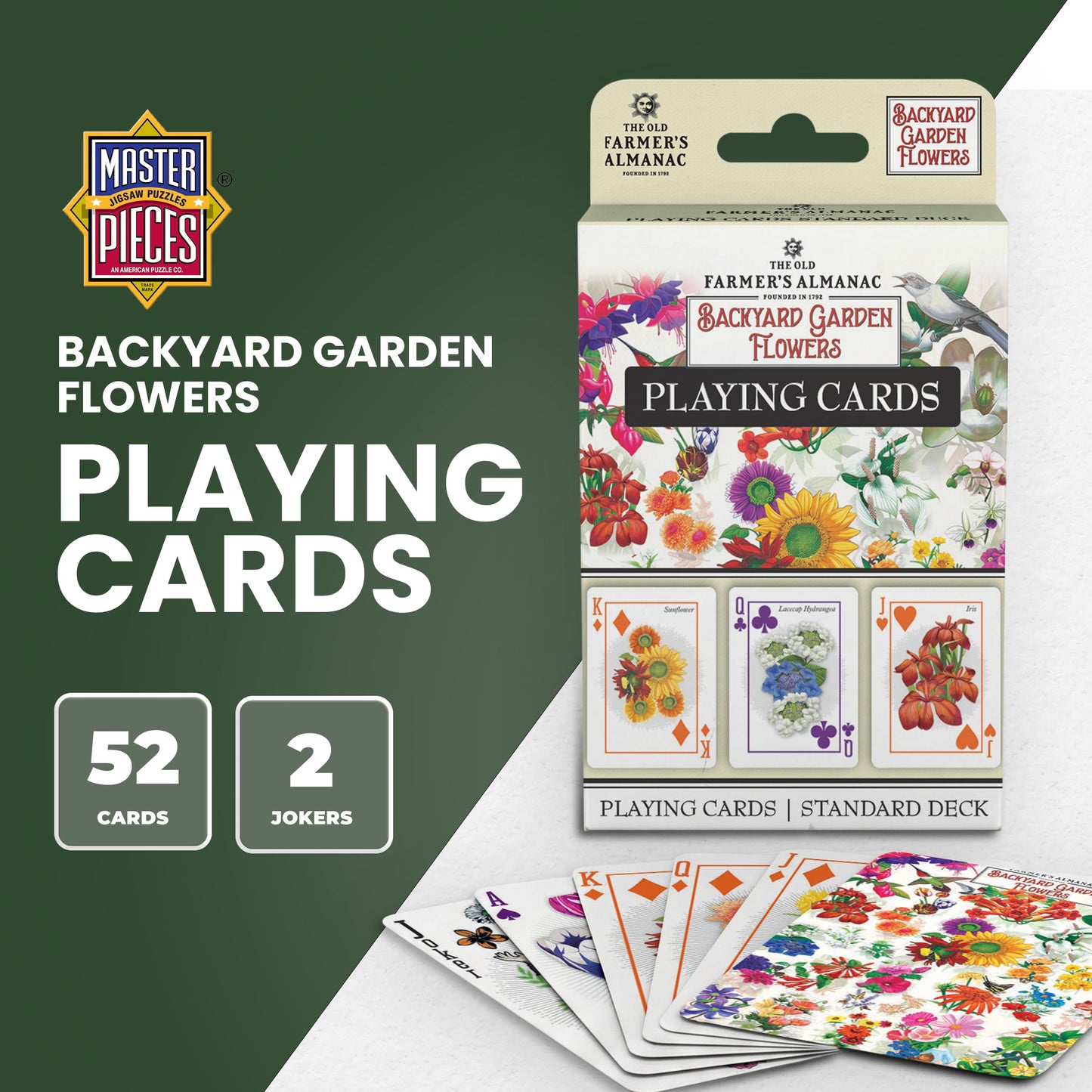 MasterPieces Officially Licensed Farmer's Almanac Flowers Playing Cards - 54 Card Deck for Adults