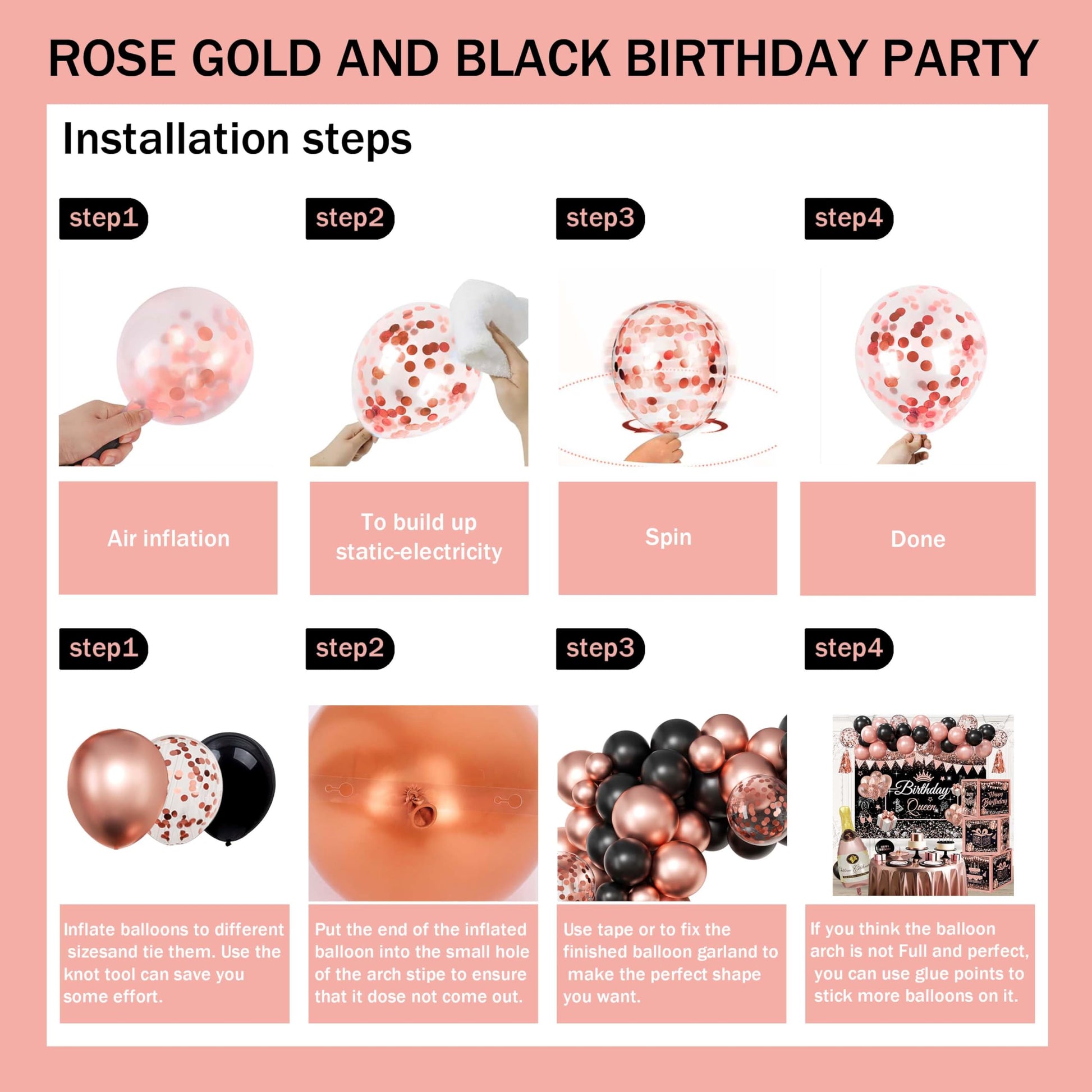 Happy Birthday Party Decorations for Women,Black PInk Balloons,Birthday Box Decor,Backdrop,Beers Foil Balloon