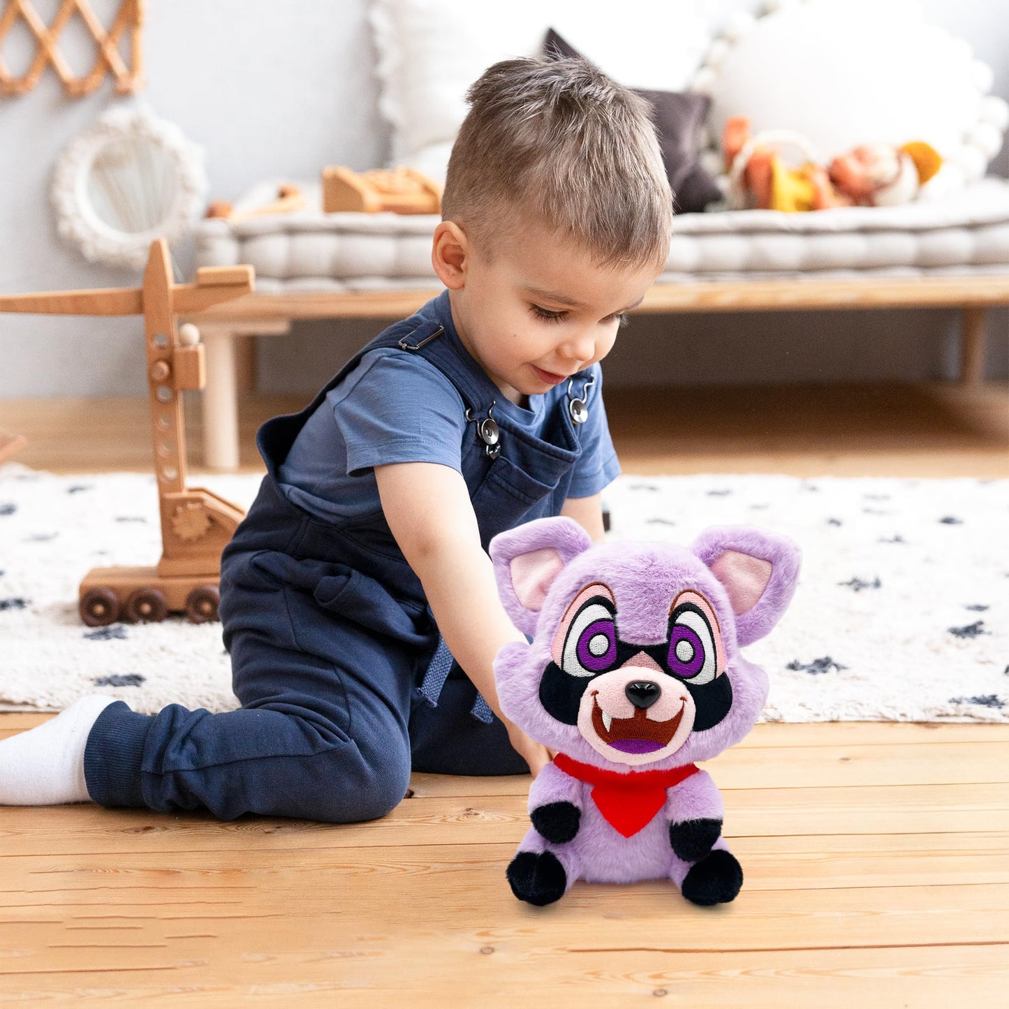 Adenzai Indigo Park Plush Toys - Rumbley the Raccoon | Rambly the Raccoon Plush, Rambly Plush Indigo Park, Stuffed Raccoon, Raccoon Pillow, Rocket