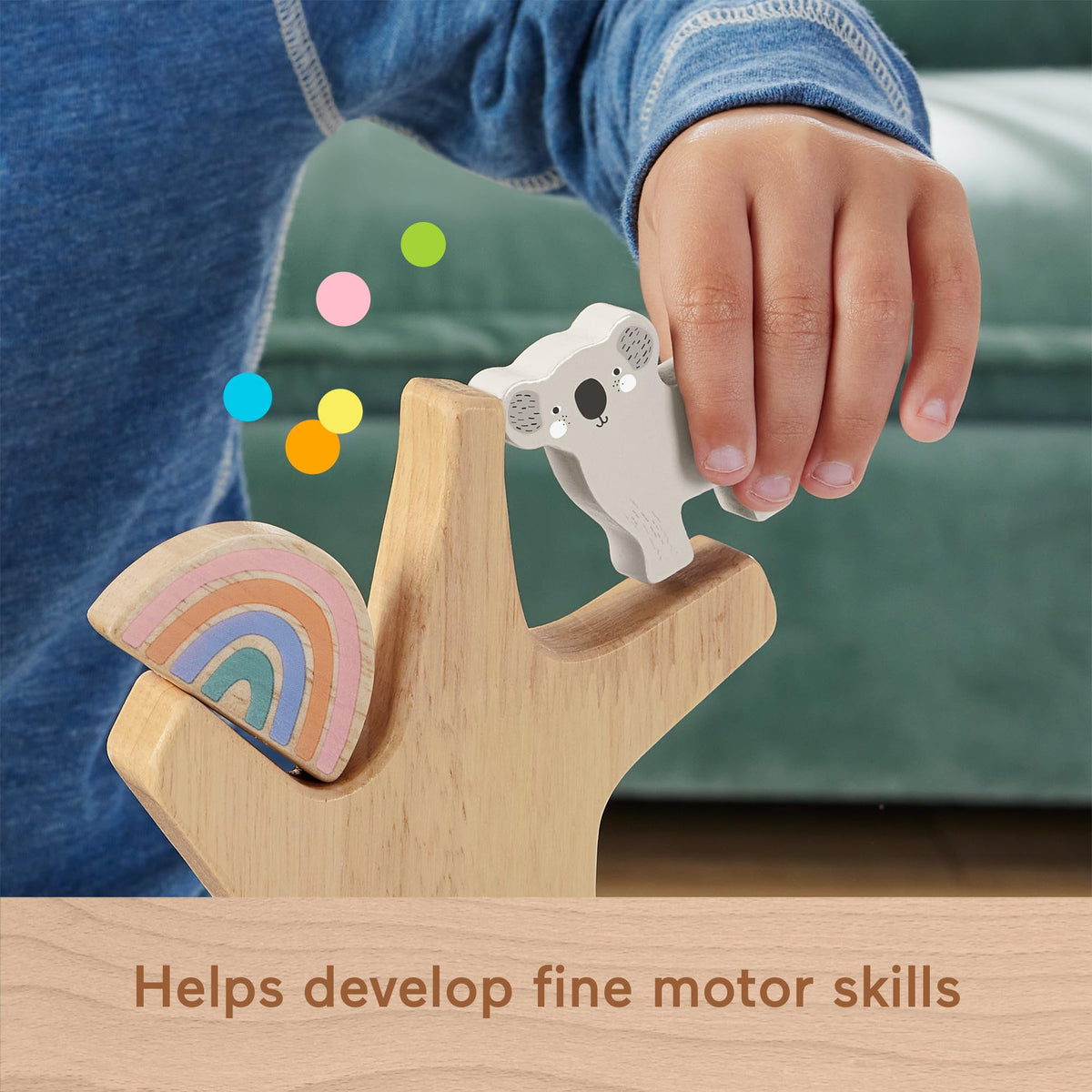 Fisher-Price Preschool Toy Wooden Balance Tree, 10 Wood Pieces for Stacking Developmental Play for Kids Ages 3+ Years