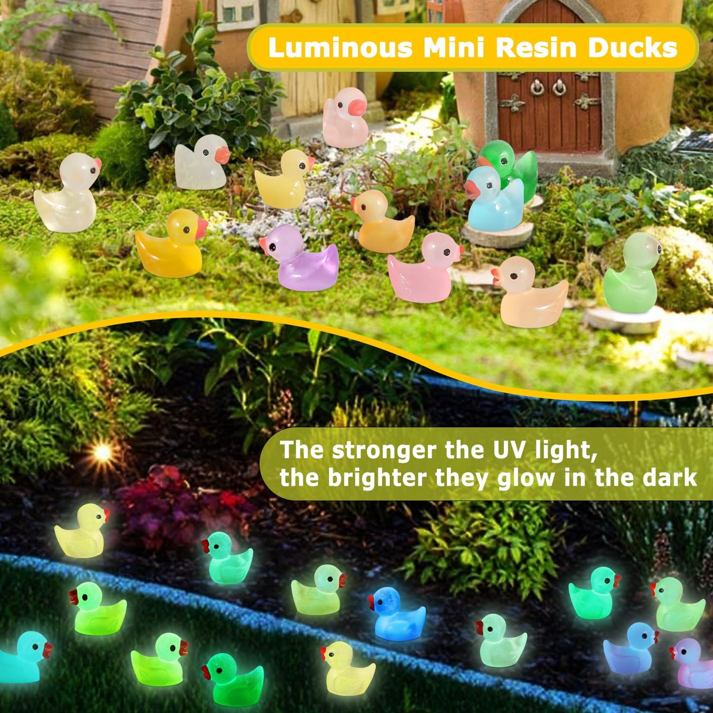 Arcimatto 240 Pack Mini Ducks Tiny Resin Duck Bulk Decor Figures for Miniature Dollhouse Decor Garden Aquarium Potted Ornament, DIY Charm Crafts Hide