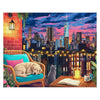 Springbok Cozy Nights & City Lights 500 Piece Jigsaw Puzzle for Adults - Cozy Rooftop Cityscape - Poster Included - Unique Cut Pieces - Made in USA