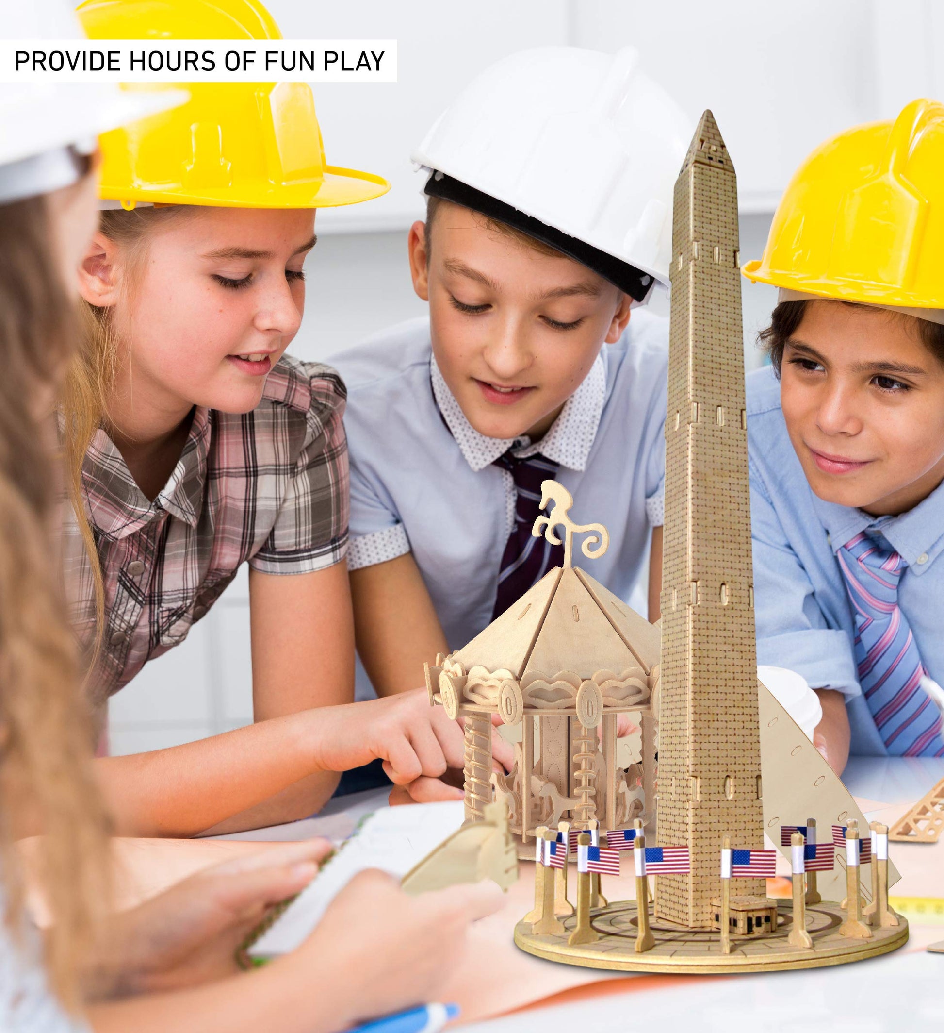 Puzzled 3D Puzzle Washington Monument Wood Craft Construction Model Kit, Educational DIY Wooden Toy Assemble Model Unfinished Crafting Hobby Puzzle