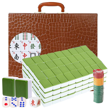 LANYOTA Mahjong Set,Chinese Mahjong Game Set with Carrying Travel Case, 1.5'' Large 146 Tiles with Arabic Numerals, 3 Dices, A Wind Indicator, A Set