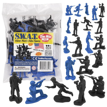 Tim Mee Toy SWAT Plastic Army Men - 24 Black and Blue Police Figures US Made