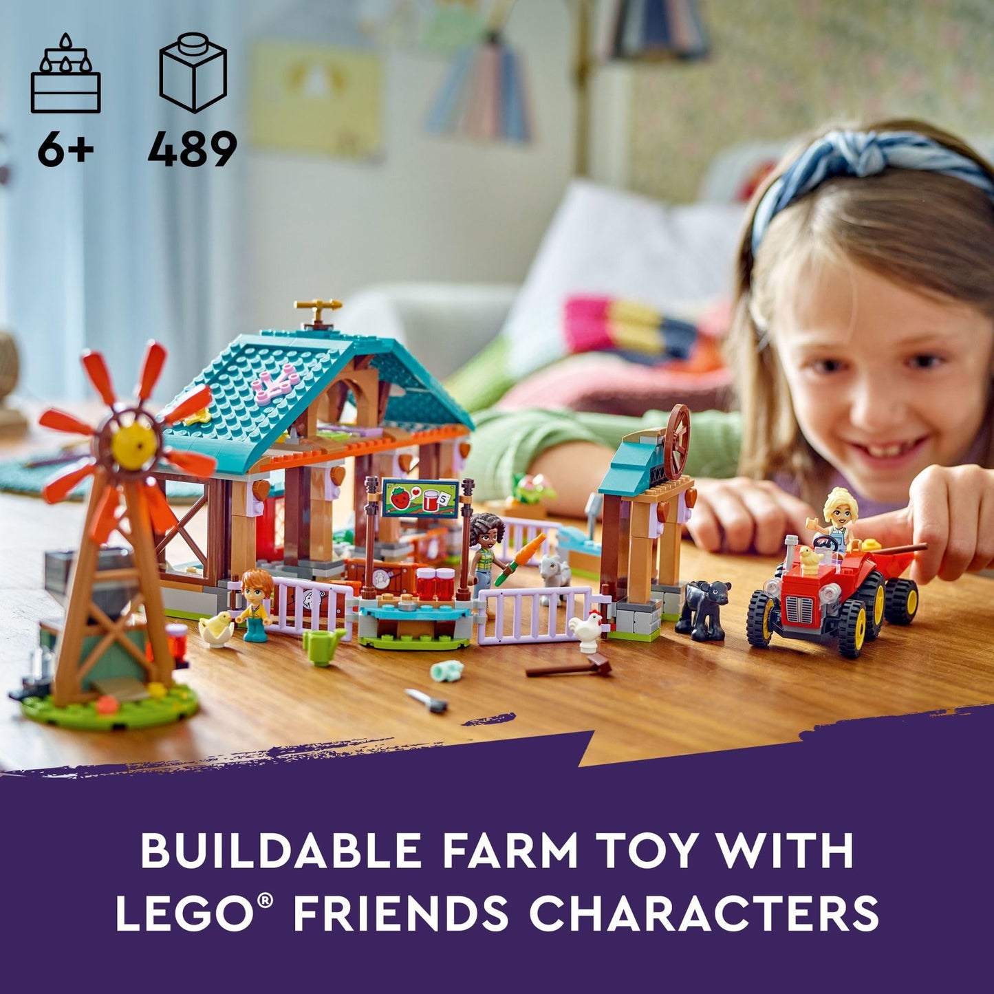 LEGO Friends Farm Animal Sanctuary Building Toys Set - Farm Toy Set with Tractor - Birthday Gift Idea for Kids, Girls & Boys, Ages 6+ - Includes 3