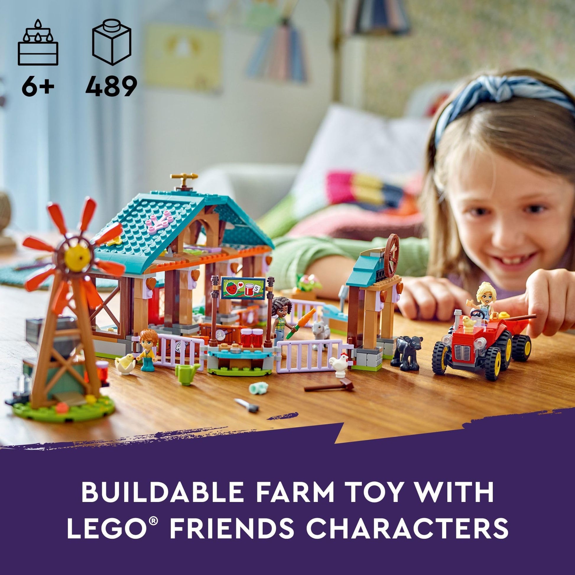 LEGO Friends Farm Animal Sanctuary Building Toys Set - Farm Toy Set with Tractor - Birthday Gift Idea for Kids, Girls & Boys, Ages 6+ - Includes 3