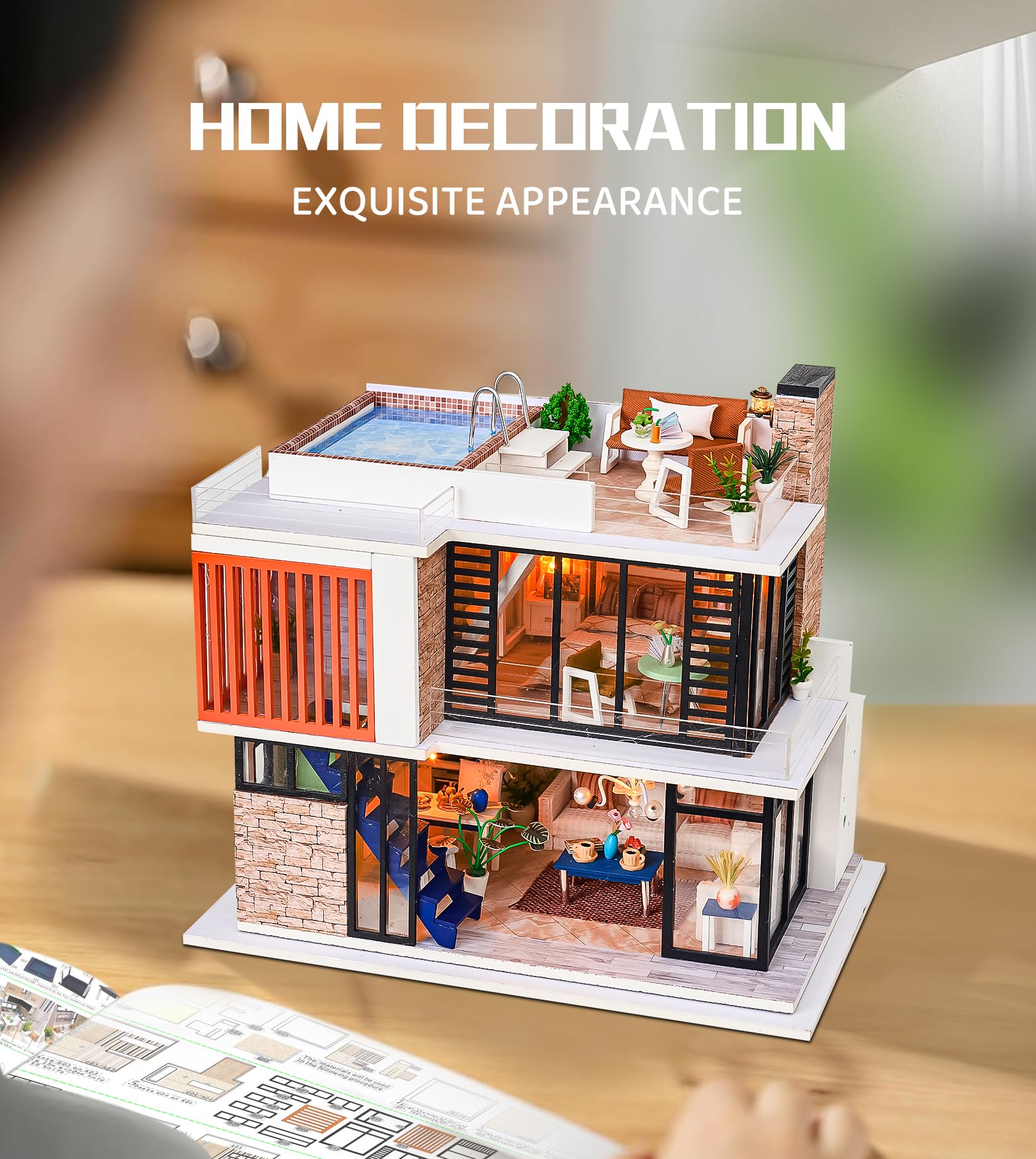 Spilay DIY Miniature House Kit for Adults, Miniature Dollhouse Building Kit