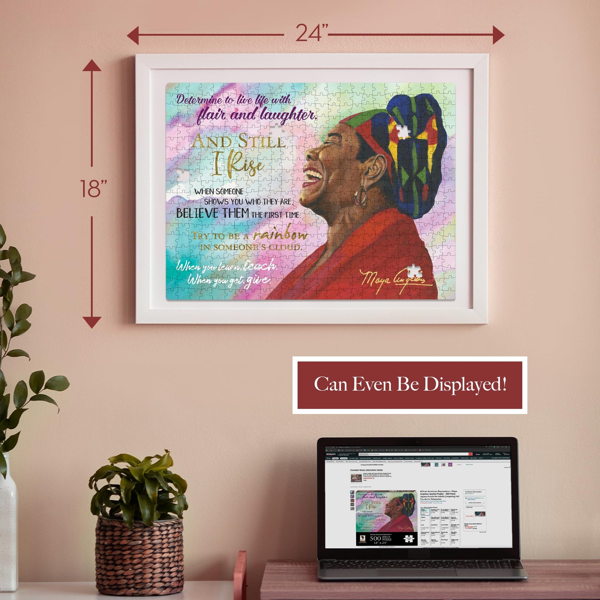 African American Expressions Maya Angelou Quotes Puzzle - 500 Piece Jigsaw Puzzle for Adults - Inspirational Gift for Women